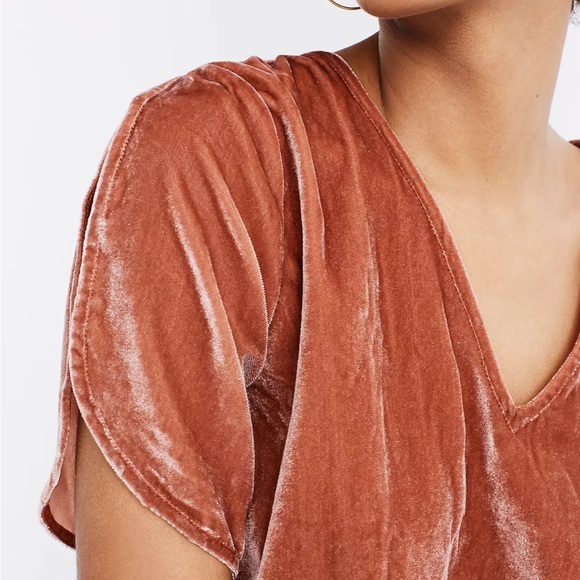 NWOT Madewell Velvet Tulip-Sleeve Ruffle Top - Picture 3 of 9